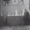 Kazimir Malevich at the exhibition of his works, 1932.
